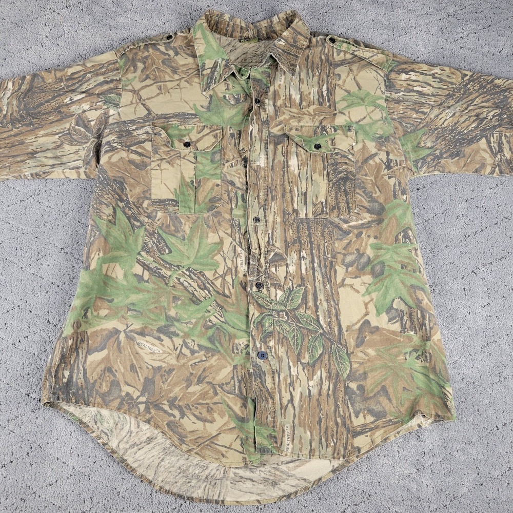 VTG Spartan Shirt Mens‎ XL Camo Realtree Long Sleeve Button Up Hunting USA Made